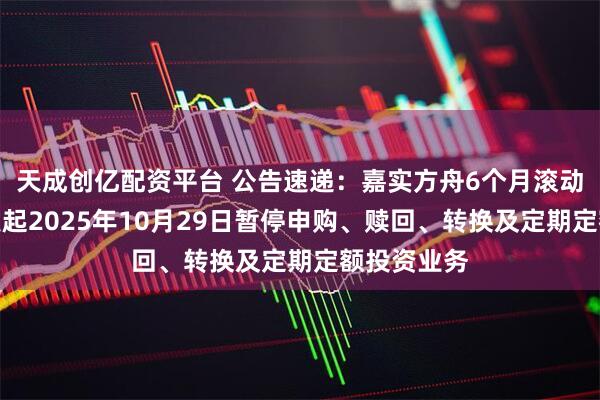 天成创亿配资平台 公告速递:嘉实方舟6个月滚动持有债券发起2025年10月29日暂停申购、赎回、转换及定期定额投资业务