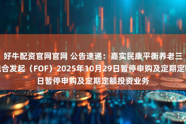 好牛配资官网官网 公告速递：嘉实民康平衡养老三年持有期混合发起（FOF）2025年10月29日暂停申购及定期定额投资业务