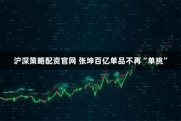 沪深策略配资官网 张坤百亿单品不再“单挑”
